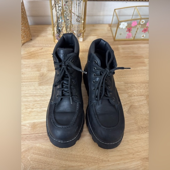 Rare Vintage Skechers 90s Y2K Chunky Platform Shoe Boots Black Leather Size 8.5 - Picture 6 of 13